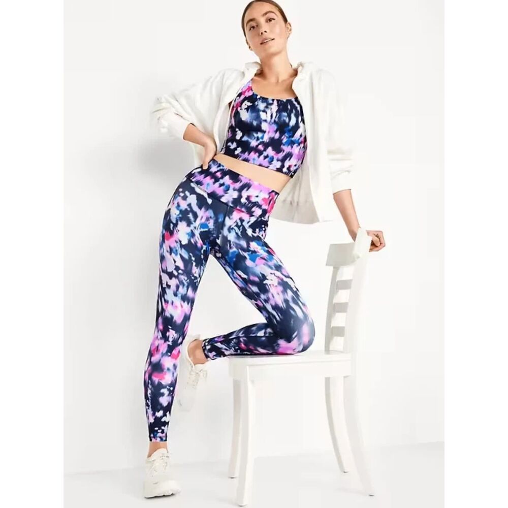Womens Old Navy High Rise PowerSoft 7/8 Ankle Leggings Size Med EUC Blue Multi